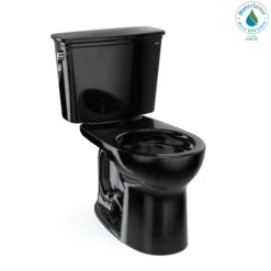 TOTO Drake Transitional Two-Piece Round 1.28 GPF Universal Height TORNADO FLUSH Toilet, Ebony, Vitreous China, CST785CEF#51