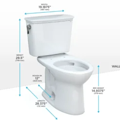 TOTO Drake Transitional Two-Piece Elongated 1.28 GPF TORNADO FLUSH Toilet with CEFIONTECT, Cotton White, Vitreous China, CST786CEG#01