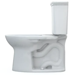 TOTO Drake Transitional Two-Piece Elongated 1.28 GPF Universal Height TORNADO FLUSH Toilet with CEFIONTECT, Cotton White, Vitreous China, CST786CEFG#01