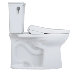 TOTO Drake Transitional WASHLET+ Two-Piece Elongated 1.28 GPF Universal Height TORNADO FLUSH Toilet and S7 Bidet Seat with Auto Flush, Cotton White, Vitreous China|Plastic, MW7864726CEFGA.10#01
