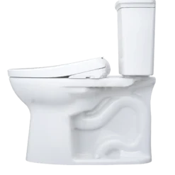 TOTO Drake Transitional WASHLET+ Two-Piece Elongated 1.28 GPF Universal Height TORNADO FLUSH Toilet with S7 Contemporary Bidet Seat, Cotton White, Vitreous China|Plastic, MW7864726CEFG.10#01
