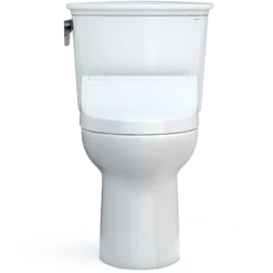 TOTO Drake Transitional WASHLET+ Two-Piece Elongated 1.28 GPF Universal Height TORNADO FLUSH Toilet with C5 Bidet Seat, Cotton White, Vitreous China, MW7863084CEFG.10#01