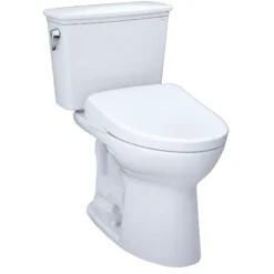 TOTO Drake Transitional WASHLET+ Two-Piece Elongated 1.28 GPF Universal Height TORNADO FLUSH Toilet with S7A Contemporary Bidet Seat, Cotton White, Vitreous China|Plastic, MW7864736CEFG.10#01