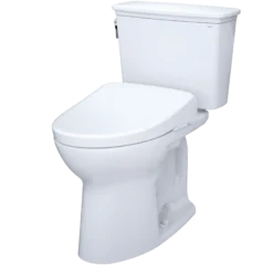 TOTO Drake Transitional WASHLET+ Two-Piece Elongated 1.28 GPF Universal Height TORNADO FLUSH Toilet with S7 Contemporary Bidet Seat, Cotton White, Vitreous China|Plastic, MW7864726CEFG#01
