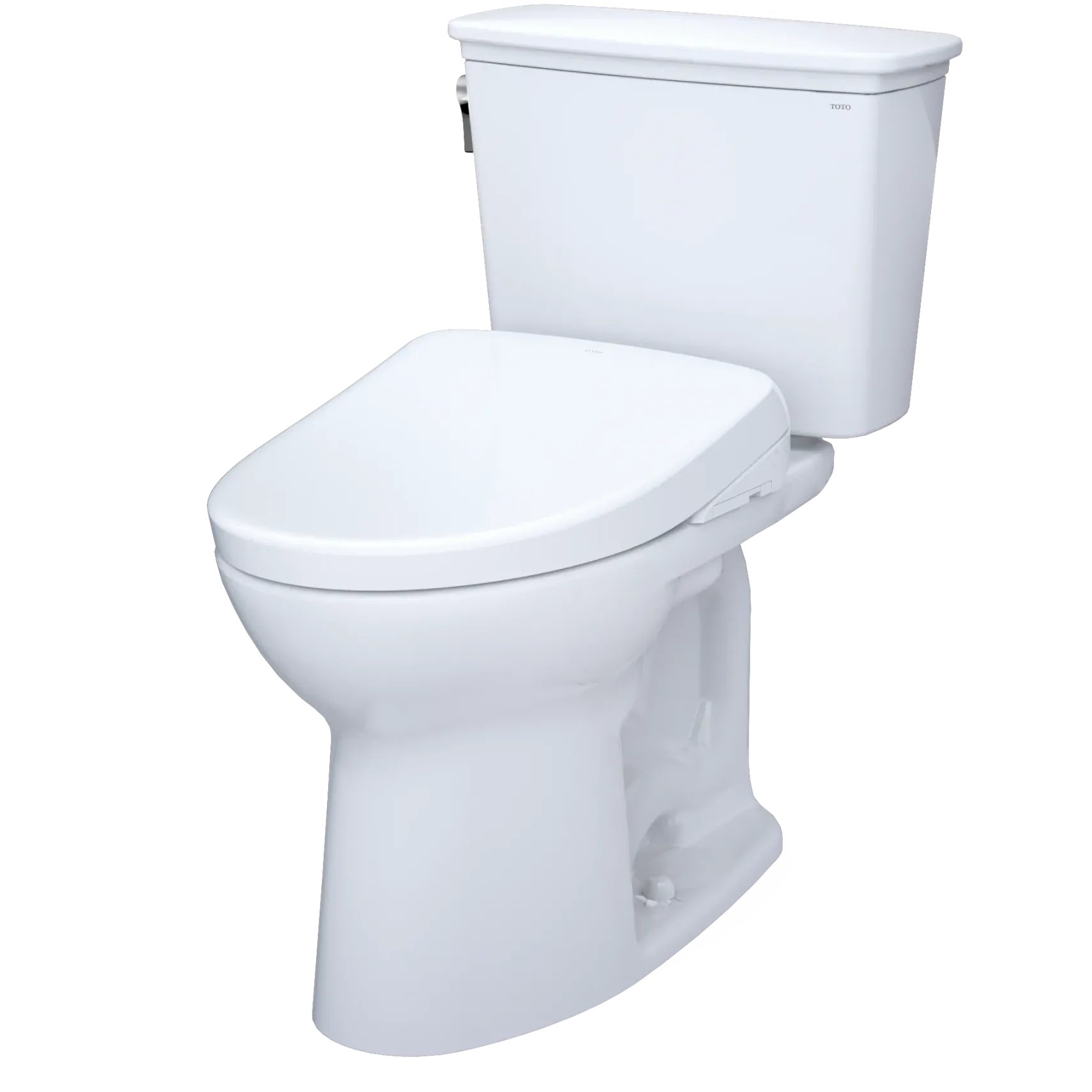 TOTO Drake Transitional WASHLET+ Two-Piece Elongated 1.28 GPF Universal Height TORNADO FLUSH Toilet with S7 Contemporary Bidet Seat, Cotton White, Vitreous China|Plastic, MW7864726CEFG#01