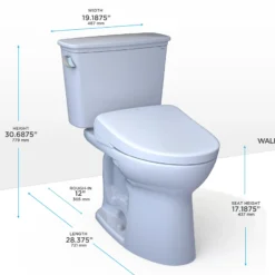 TOTO Drake Transitional WASHLET+ Two-Piece Elongated 1.28 GPF Universal Height TORNADO FLUSH Toilet with S7 Contemporary Bidet Seat, Cotton White, Vitreous China|Plastic, MW7864726CEFG#01