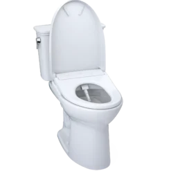 TOTO Drake Transitional WASHLET+ Two-Piece Elongated 1.28 GPF Universal Height TORNADO FLUSH Toilet with S7A Contemporary Bidet Seat, Cotton White, Vitreous China|Plastic, MW7864736CEFG#01