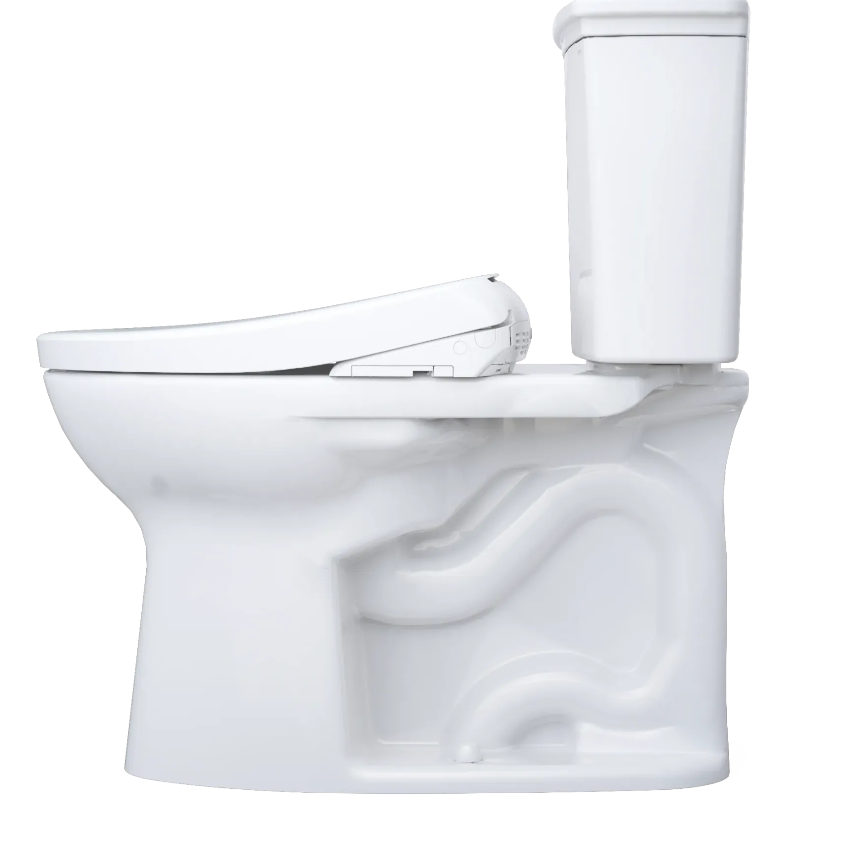 TOTO Drake Transitional WASHLET+ Two-Piece Elongated 1.28 GPF Universal Height TORNADO FLUSH Toilet with S7A Contemporary Bidet Seat, Cotton White, Vitreous China|Plastic, MW7864736CEFG#01