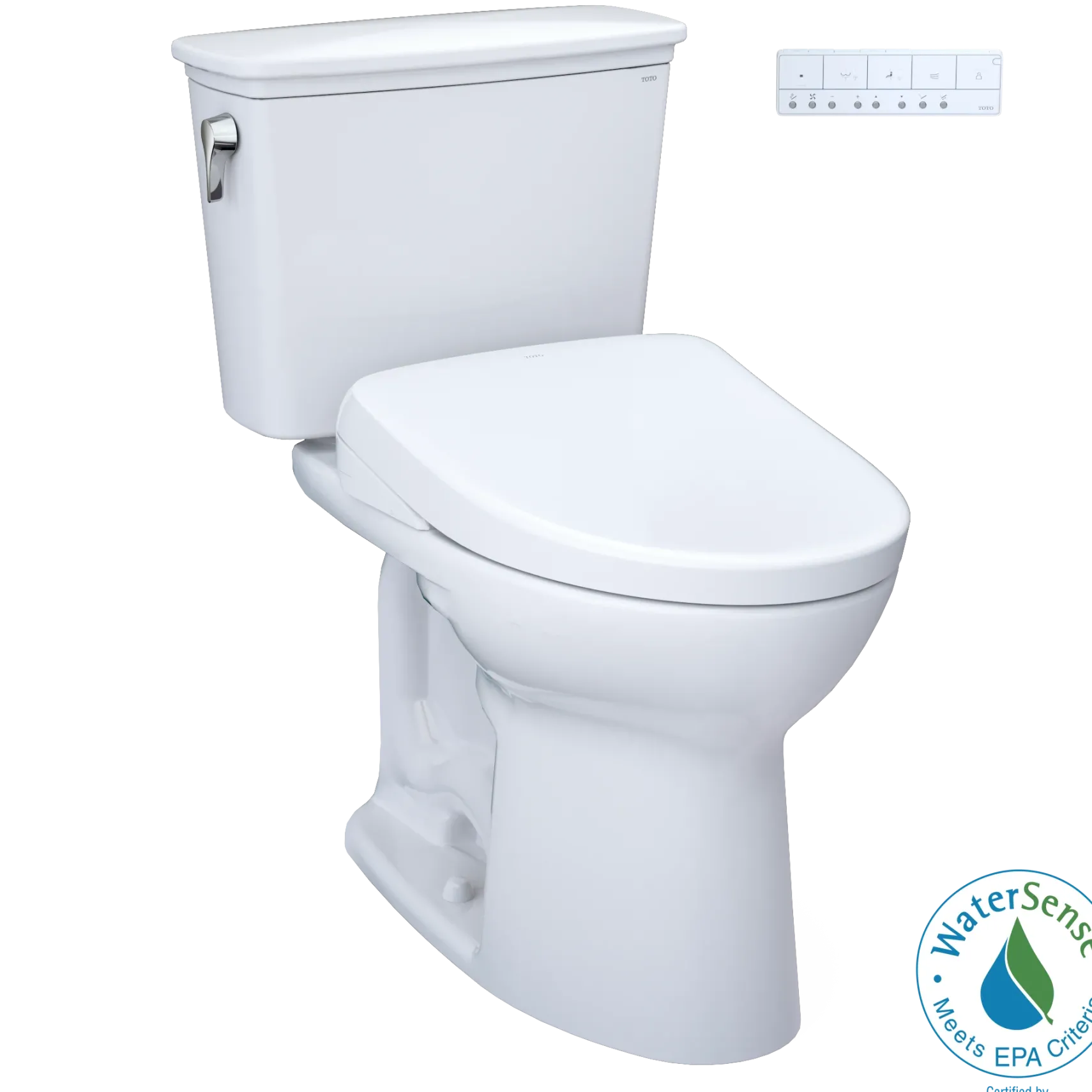 TOTO Drake Transitional WASHLET+ Two-Piece Elongated 1.28 GPF Universal Height TORNADO FLUSH Toilet and S7A Contemporary Bidet Seat with Auto Flush, Cotton White, Vitreous China|Plastic, MW7864736CEFGA#01