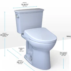TOTO Drake Transitional WASHLET+ Two-Piece Elongated 1.28 GPF Universal Height TORNADO FLUSH Toilet and S7A Contemporary Bidet Seat with Auto Flush, Cotton White, Vitreous China|Plastic, MW7864736CEFGA.10#01
