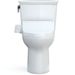 TOTO Drake Transitional WASHLET+ Two-Piece Elongated 1.28 GPF Universal Height TORNADO FLUSH Toilet with C2 Bidet Seat, Cotton White, Vitreous China, MW7863074CEFG.10#01