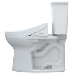 TOTO Drake Transitional WASHLET+ Two-Piece Elongated 1.28 GPF Universal Height TORNADO FLUSH Toilet with C2 Bidet Seat, Cotton White, Vitreous China, MW7863074CEFG.10#01