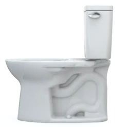 TOTO Drake Two-Piece Elongated 1.28 GPF Universal Height TORNADO FLUSH Toilet with CEFIONTECT and Right-Hand Trip Lever, Cotton White, Vitreous China, CST776CEFRG#01