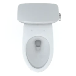 TOTO Drake Two-Piece Elongated 1.28 GPF Universal Height TORNADO FLUSH Toilet with CEFIONTECT and Right-Hand Trip Lever, Cotton White, Vitreous China, CST776CEFRG#01