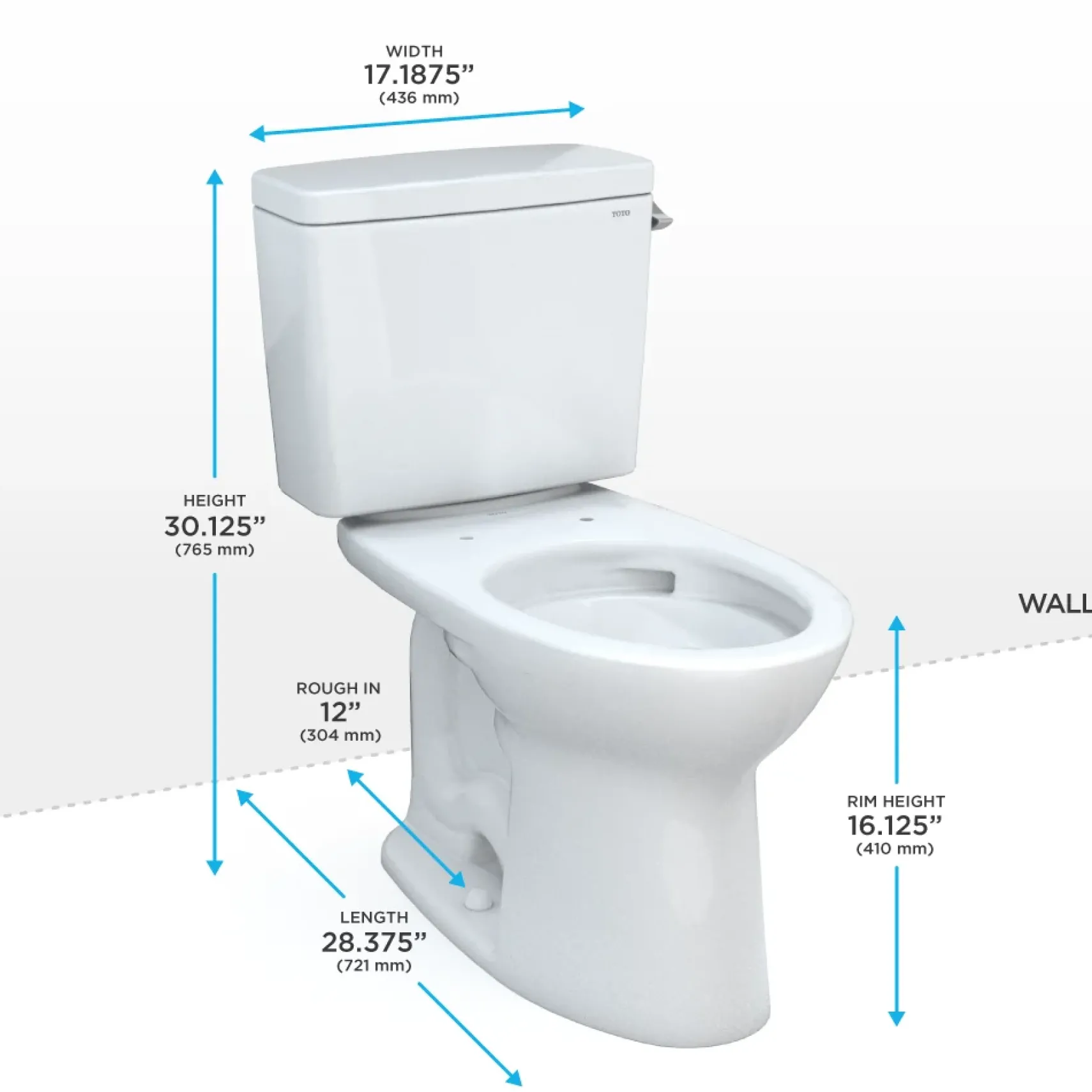 TOTO Drake Two-Piece Elongated 1.28 GPF Universal Height TORNADO FLUSH Toilet with CEFIONTECT and Right-Hand Trip Lever, Cotton White, Vitreous China, CST776CEFRG#01
