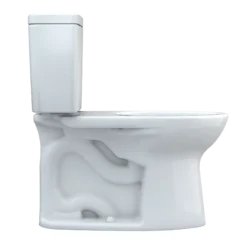 TOTO Drake Two-Piece Elongated 1.28 GPF Universal Height TORNADO FLUSH Toilet with CEFIONTECT and Right-Hand Trip Lever, Cotton White, Vitreous China, CST776CEFRG#01