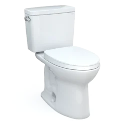 TOTO Drake Two-Piece Elongated 1.6 GPF Universal Height TORNADO FLUSH Toilet with CEFIONTECT and SoftClose Seat, WASHLET+ Ready, Cotton White, Vitreous China, MS776124CSFG#01