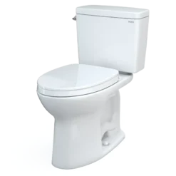 TOTO Drake Two-Piece Elongated 1.6 GPF Universal Height TORNADO FLUSH Toilet with CEFIONTECT and SoftClose Seat, WASHLET+ Ready, Cotton White, Vitreous China, MS776124CSFG#01