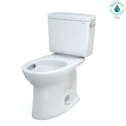 TOTO Drake Two-Piece Elongated 1.28 GPF Universal Height TORNADO FLUSH Toilet with CEFIONTECT and Right-Hand Trip Lever, 10 Inch Rough-In, Cotton White, Vitreous China, CST776CEFRG.10#01