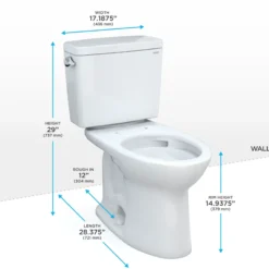 TOTO Drake Two-Piece Elongated 1.6 GPF TORNADO FLUSH Toilet with CEFIONTECT, Cotton White, Vitreous China, CST776CSG#01