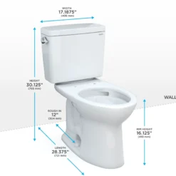 TOTO Drake Two-Piece Elongated 1.28 GPF Universal Height TORNADO FLUSH Toilet with CEFIONTECT, Sedona Beige, Vitreous China, CST776CEFG#12