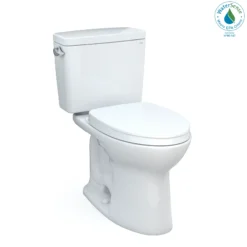 TOTO Drake Two-Piece Elongated 1.28 GPF TORNADO FLUSH Toilet with CEFIONTECT and SoftClose Seat, WASHLET+ Ready, Cotton White, Vitreous China, MS776124CEG#01