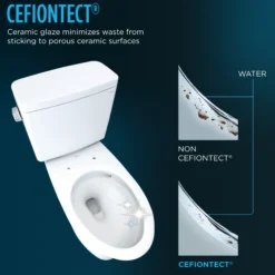 TOTO Drake Two-Piece Elongated 1.28 GPF TORNADO FLUSH Toilet with CEFIONTECT, Cotton White, Vitreous China, CST776CEG#01