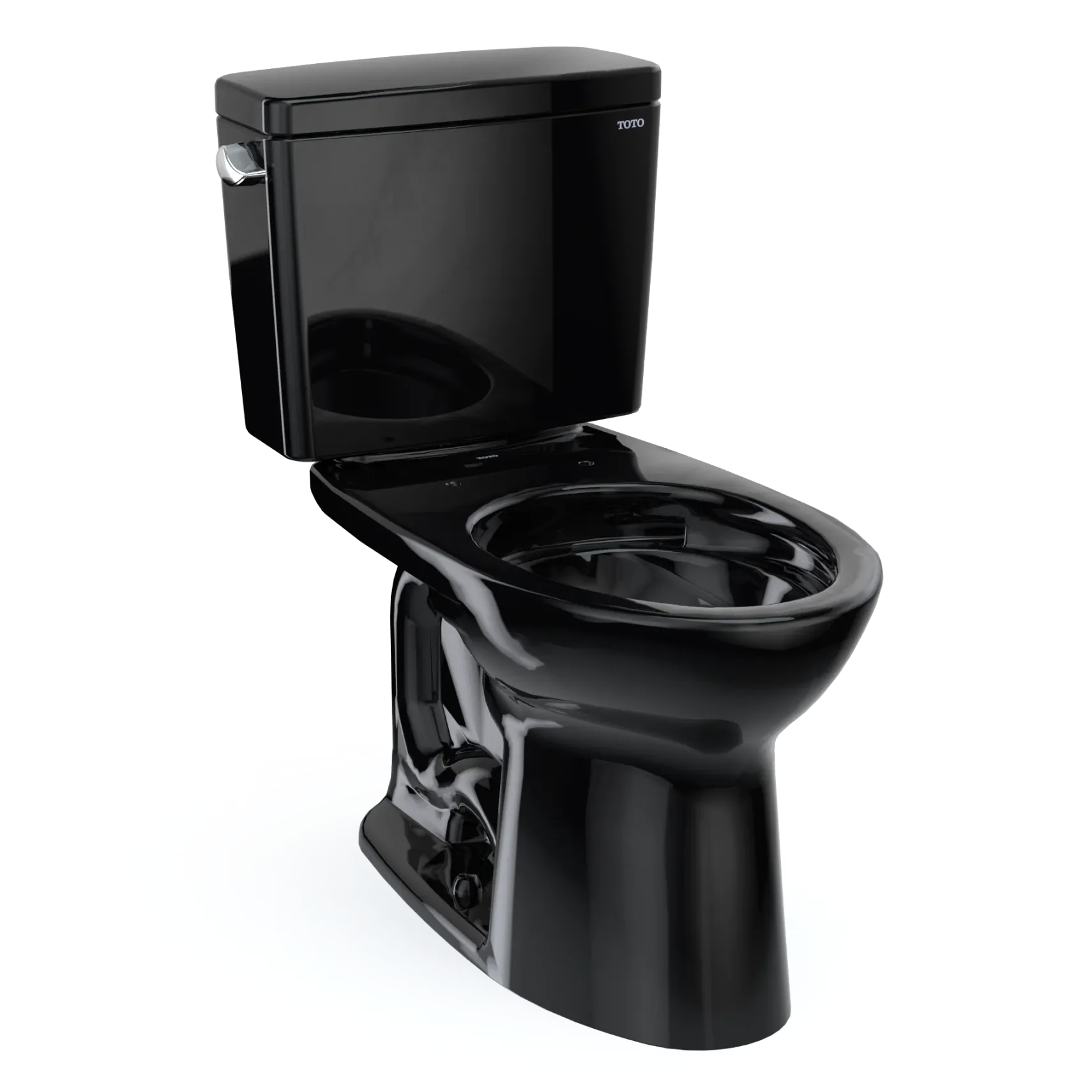 TOTO Drake Two-Piece Elongated 1.6 GPF Universal Height TORNADO FLUSH Toilet, Ebony, Vitreous China, CST776CSF#51