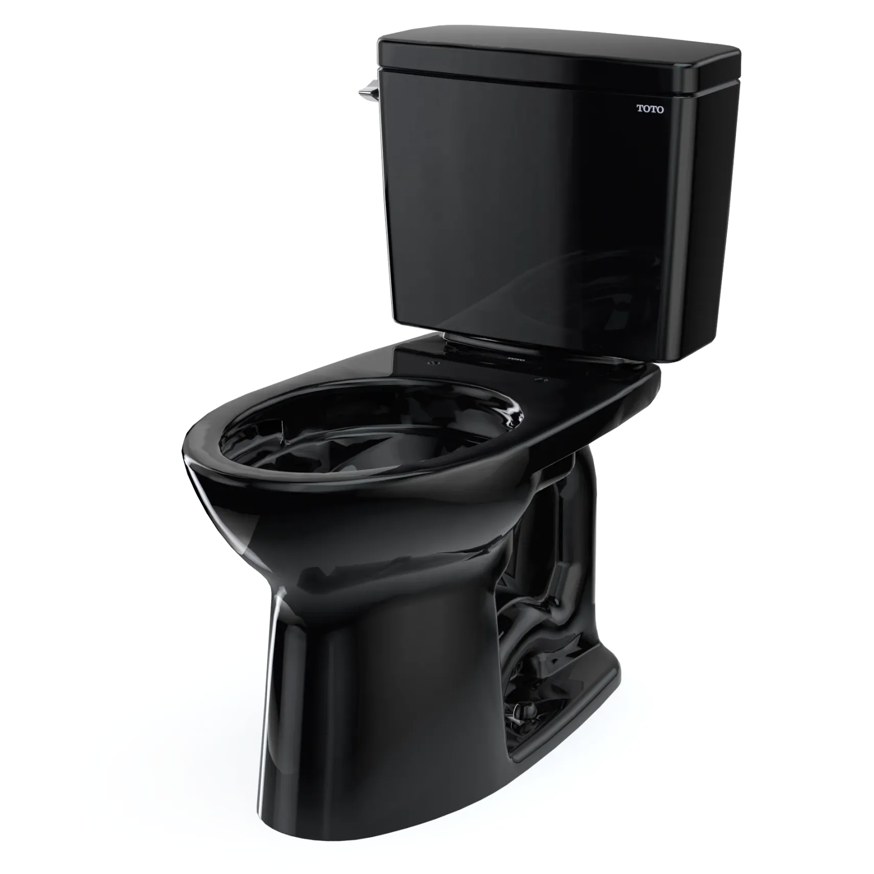 TOTO Drake Two-Piece Elongated 1.6 GPF Universal Height TORNADO FLUSH Toilet, Ebony, Vitreous China, CST776CSF#51