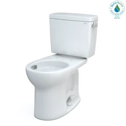 TOTO Drake Two-Piece Round 1.28 GPF Universal Height TORNADO FLUSH Toilet with CEFIONTECT, Cotton White, Vitreous China, CST775CEFRG#01