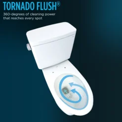 TOTO Drake Two-Piece Round 1.28 GPF Universal Height TORNADO FLUSH Toilet with CEFIONTECT, Cotton White, Vitreous China, CST775CEFRG#01
