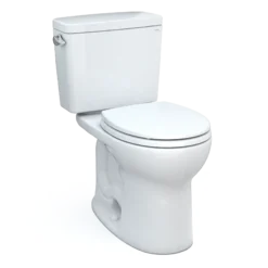 TOTO Drake Two-Piece Round 1.28 GPF Universal Height TORNADO FLUSH Toilet with CEFIONTECT, Cotton White, Vitreous China, CST775CEFG#01