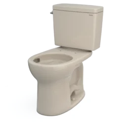 TOTO Drake Two-Piece Round 1.6 GPF Universal Height TORNADO FLUSH Toilet with CEFIONTECT, Bone, Vitreous China, CST775CSFG#03