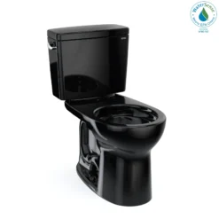 TOTO Drake Two-Piece Round 1.28 GPF Universal Height TORNADO FLUSH Toilet with CEFIONTECT, Ebony, Vitreous China, CST775CEF#51