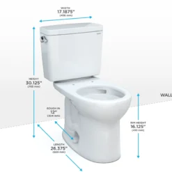 TOTO Drake Two-Piece Round 1.28 GPF Universal Height TORNADO FLUSH Toilet with CEFIONTECT, Bone, Vitreous China, CST775CEFG#03