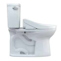 TOTO Drake WASHLET+ Two-Piece Elongated 1.6 GPF Universal Height TORNADO FLUSH Toilet with C5 Bidet Seat, Cotton White, Vitreous China, MW7763084CSFG#01