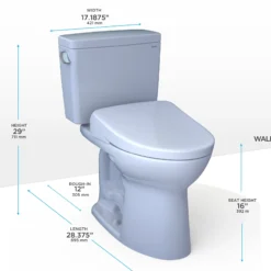 TOTO Drake WASHLET+ Two-Piece Elongated 1.28 GPF TORNADO FLUSH Toilet and S7 Contemporary Bidet Seat with Auto Flush, Cotton White, Vitreous China|Plastic, MW7764726CEGA#01