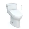 TOTO Drake WASHLET+ Two-Piece Elongated 1.28 GPF Universal Height TORNADO FLUSH Toilet with C5 Bidet Seat, Cotton White, Vitreous China, MW7763084CEFG#01