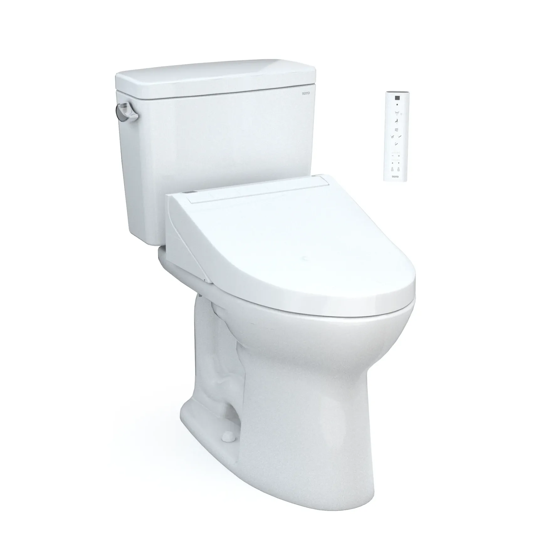 TOTO Drake WASHLET+ Two-Piece Elongated 1.28 GPF Universal Height TORNADO FLUSH Toilet with C5 Bidet Seat, Cotton White, Vitreous China, MW7763084CEFG#01