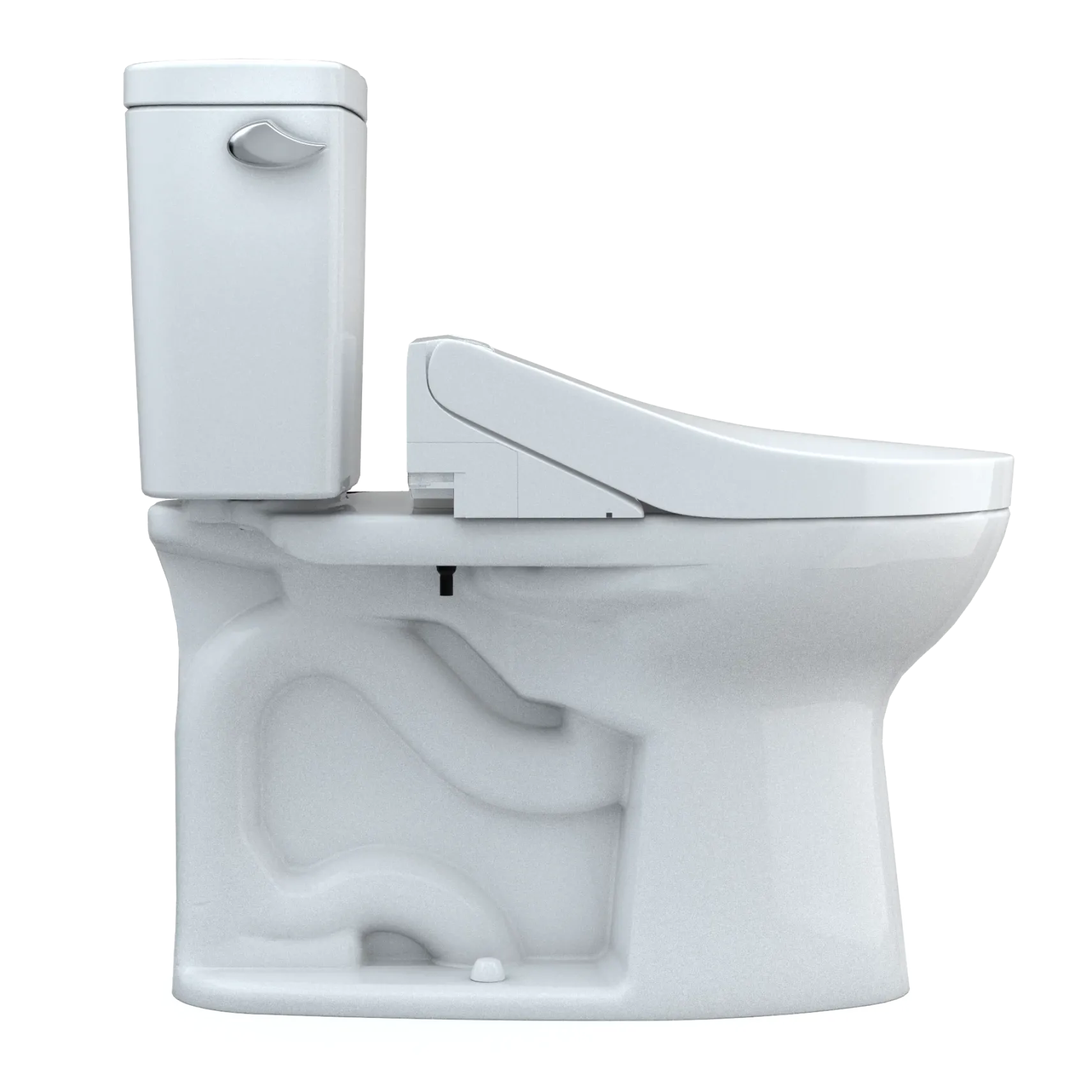 TOTO Drake WASHLET+ Two-Piece Elongated 1.28 GPF Universal Height TORNADO FLUSH Toilet with C5 Bidet Seat, Cotton White, Vitreous China, MW7763084CEFG#01