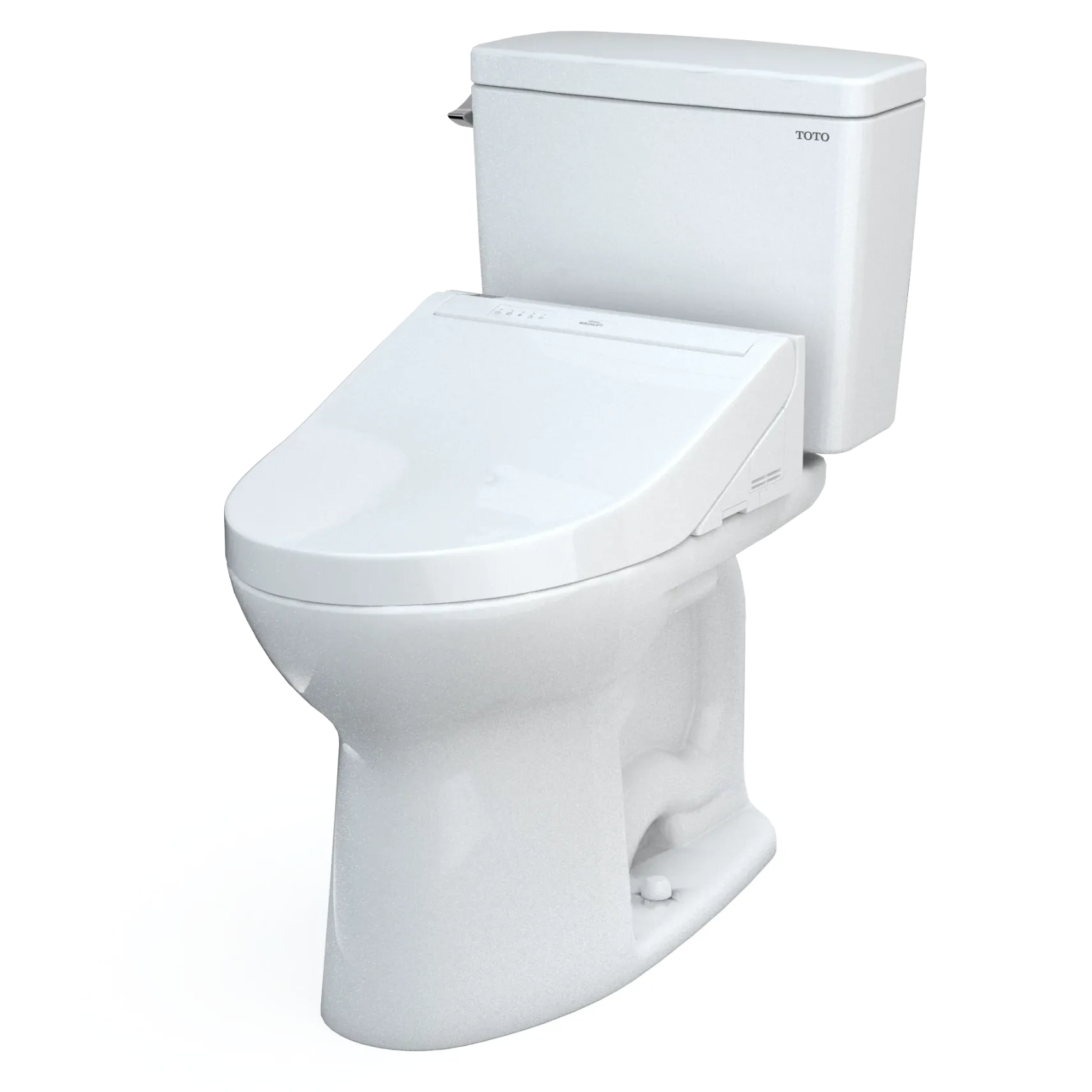 TOTO Drake WASHLET+ Two-Piece Elongated 1.28 GPF Universal Height TORNADO FLUSH Toilet with C5 Bidet Seat, Cotton White, Vitreous China, MW7763084CEFG#01