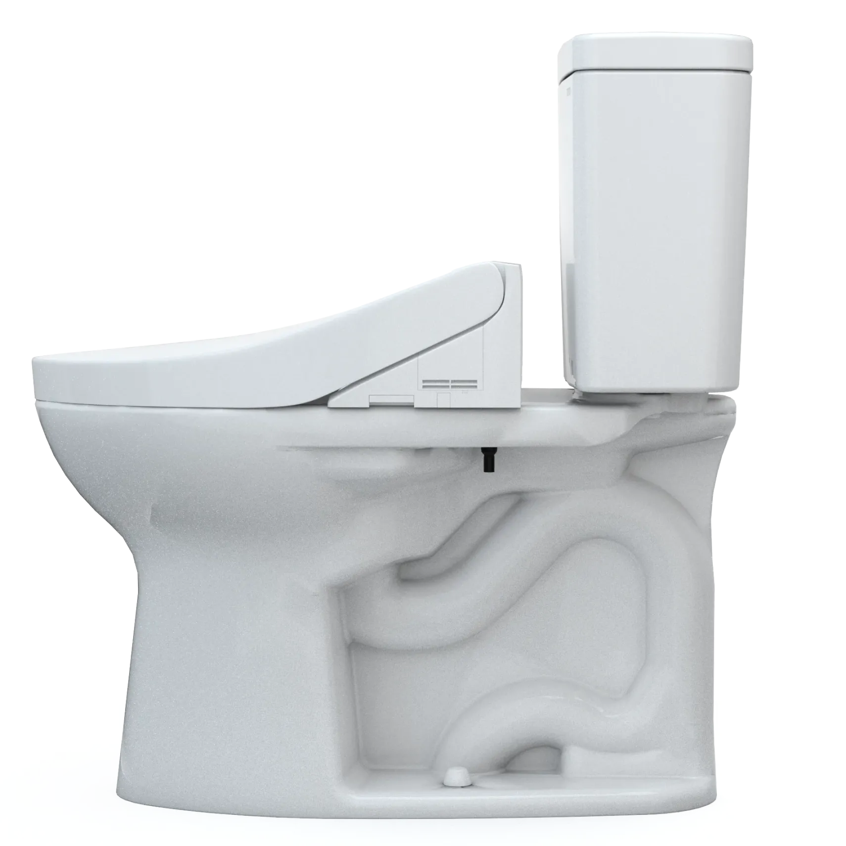 TOTO Drake WASHLET+ Two-Piece Elongated 1.28 GPF Universal Height TORNADO FLUSH Toilet with C5 Bidet Seat, Cotton White, Vitreous China, MW7763084CEFG#01