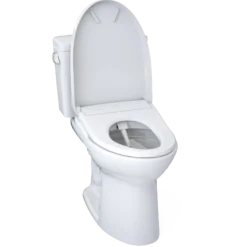 TOTO Drake WASHLET+ Two-Piece Elongated 1.6 GPF Universal Height TORNADO FLUSH Toilet with S7 Contemporary Bidet Seat, Cotton White, Vitreous China|Plastic, MW7764726CSFG#01