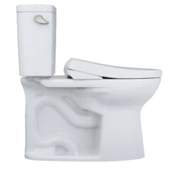 TOTO Drake WASHLET+ Two-Piece Elongated 1.6 GPF Universal Height TORNADO FLUSH Toilet with S7 Contemporary Bidet Seat, Cotton White, Vitreous China|Plastic, MW7764726CSFG#01