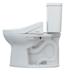 TOTO Drake WASHLET+ Two-Piece Elongated 1.6 GPF Universal Height TORNADO FLUSH Toilet with C5 Bidet Seat, 10 Inch Rough-In, Cotton White, Vitreous China, MW7763084CSFG.10#01