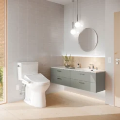 TOTO Drake WASHLET+ Two-Piece Elongated 1.6 GPF Universal Height TORNADO FLUSH Toilet with C2 Bidet Seat, Cotton White, Vitreous China, MW7763074CSFG#01