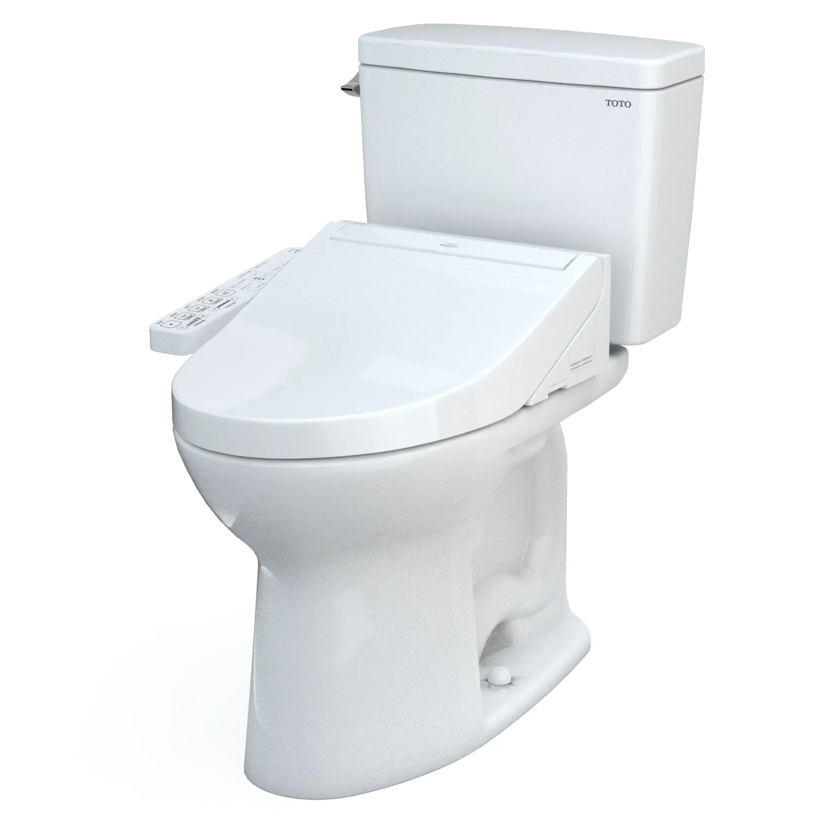 TOTO Drake WASHLET+ Two-Piece Elongated 1.28 GPF Universal Height TORNADO FLUSH Toilet with C2 Bidet Seat, Cotton White, Vitreous China, MW7763074CEFG#01