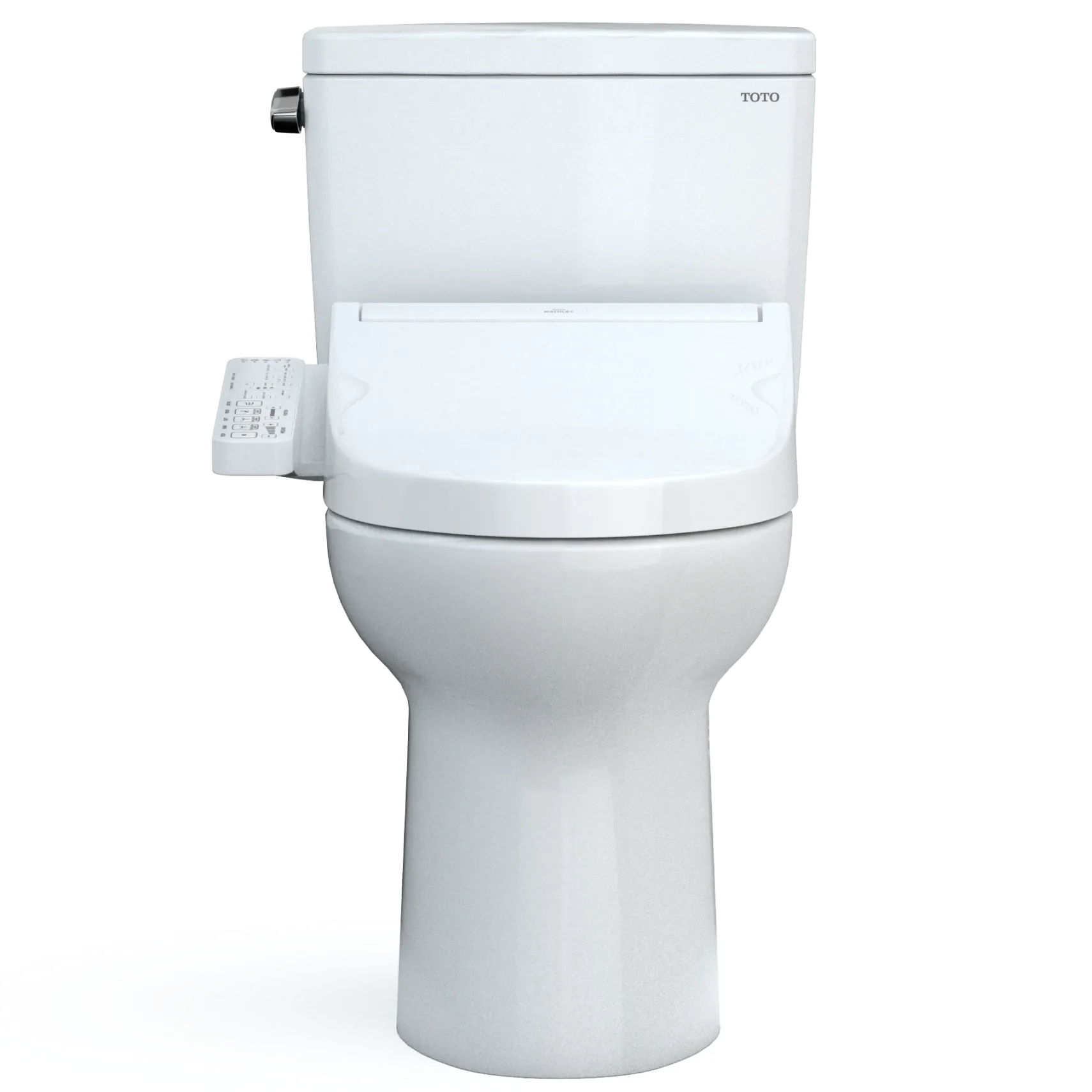 TOTO Drake WASHLET+ Two-Piece Elongated 1.28 GPF Universal Height TORNADO FLUSH Toilet with C2 Bidet Seat, Cotton White, Vitreous China, MW7763074CEFG#01