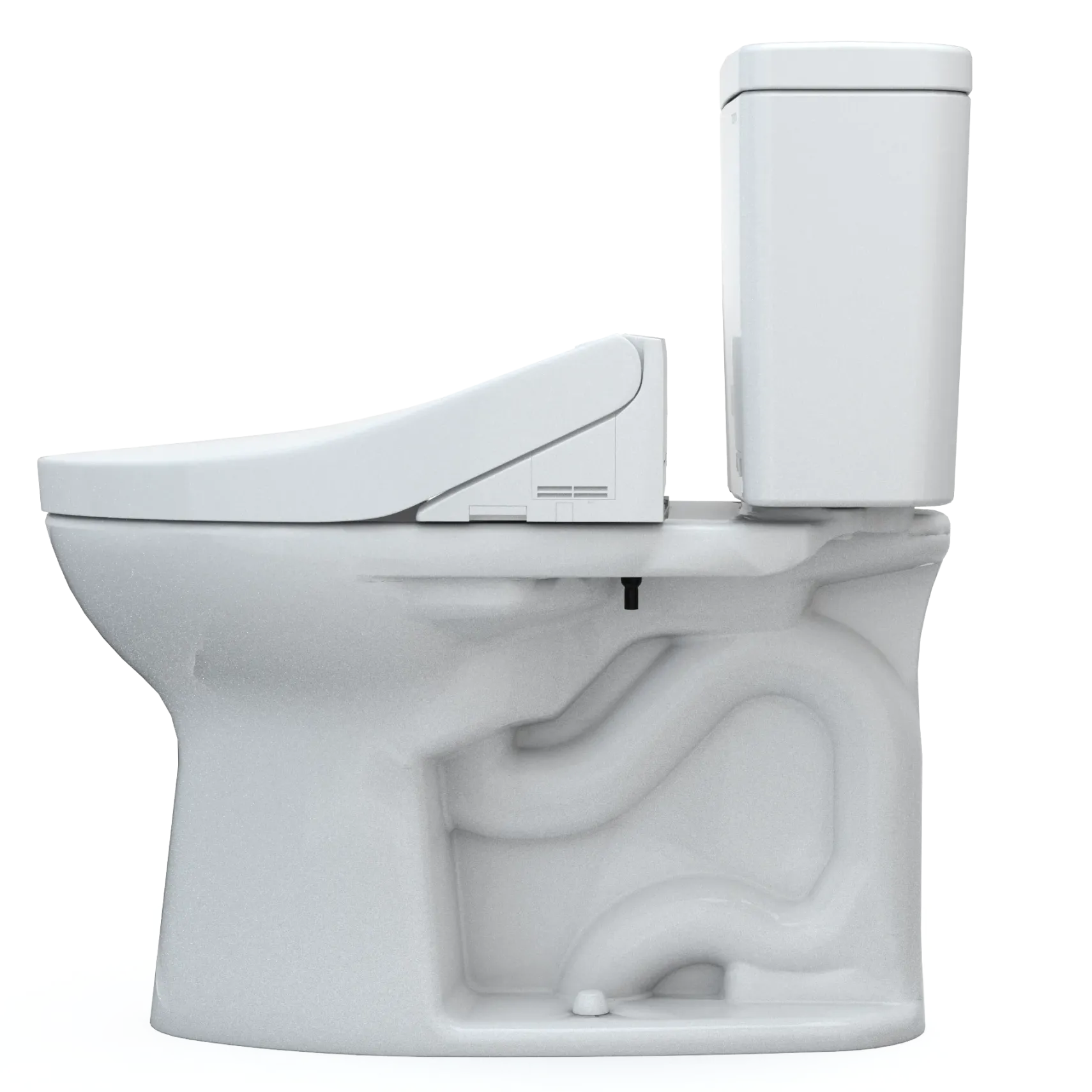 TOTO Drake WASHLET+ Two-Piece Elongated 1.28 GPF Universal Height TORNADO FLUSH Toilet with C2 Bidet Seat, Cotton White, Vitreous China, MW7763074CEFG#01