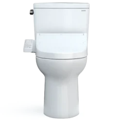 TOTO Drake WASHLET+ Two-Piece Elongated 1.28 GPF TORNADO FLUSH Toilet with C2 Bidet Seat, Cotton White, Vitreous China, MW7763074CEG#01